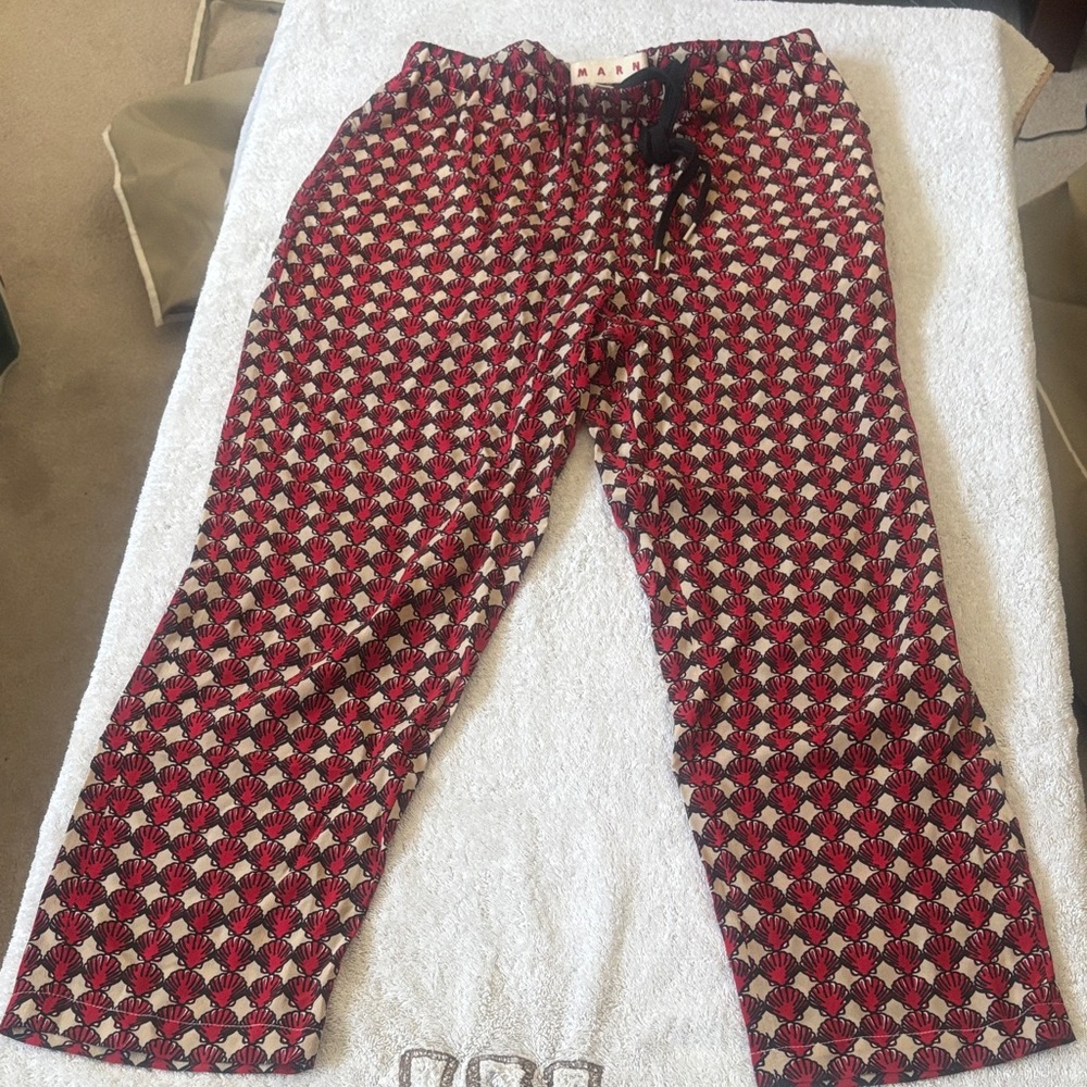 Geometric shell pattern silk pants - image 1